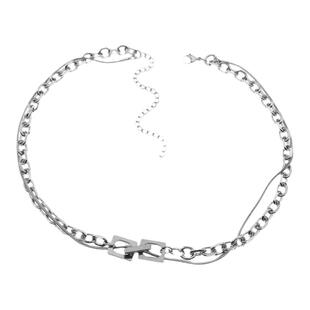 GuangYu缠绕式简约方形钛钢项链男潮酷高级感百搭小众配饰锁骨链