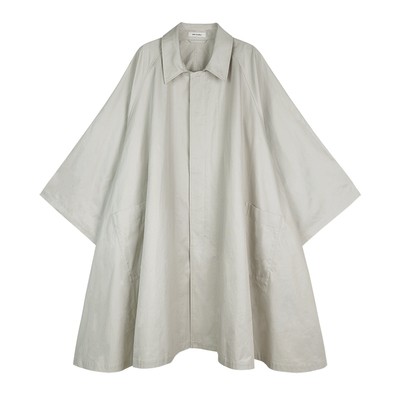 MRS Studios 复古时髦ROW风大伞摆A字造型高密匹马棉单排扣大风衣