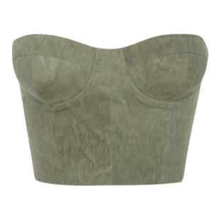 Cha 官方 | Cortana FREJA 鼠尾草绿抹胸紧身上衣