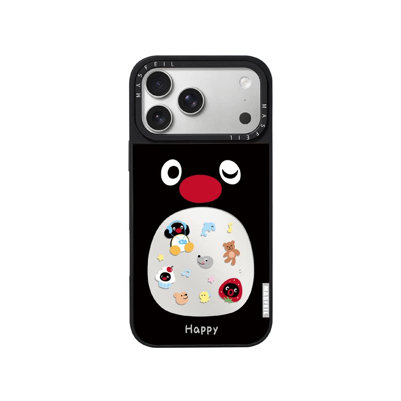MASFEIL× 企鹅乐园适用iPhone17Promax手机壳新款ip15磁吸带支架苹果16Pro套Jo5镜面高级感可爱13pm全包14