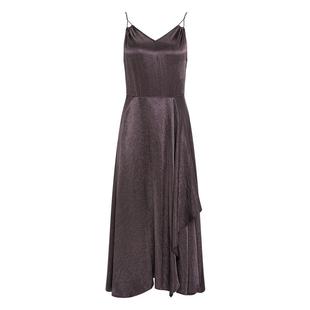 IDPAN女装连衣裙新款精致荷叶边时尚摩登醋纤无袖吊带裙