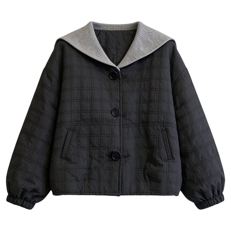 海军领压格加棉短外套女欧货棉服