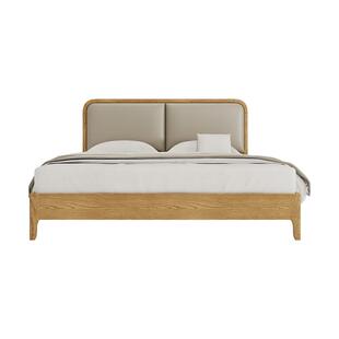 曲美家居床 中古风双人床现代简约主卧床齐边软包大床 森屿实木床