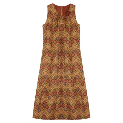 萧娘南枝和印花缎红云纱连衣裙