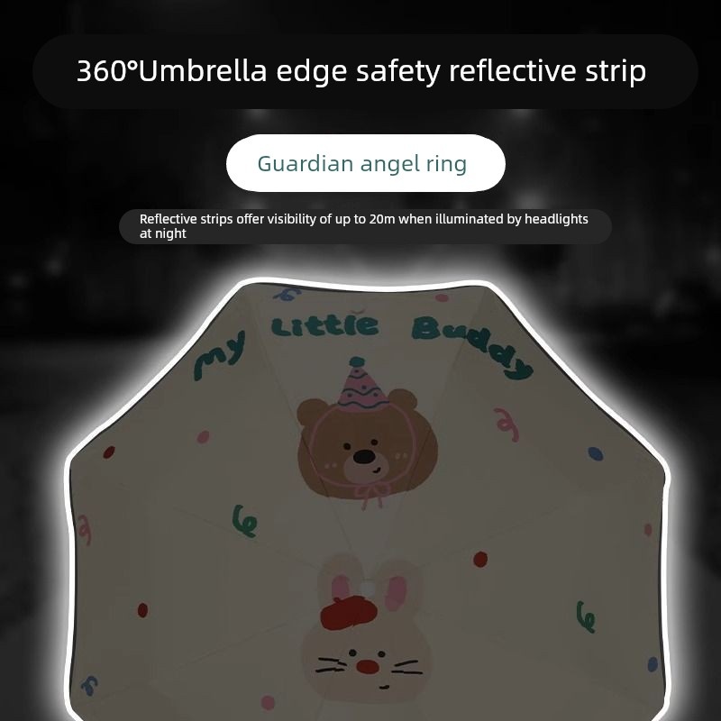 全自动雨伞一键开合小学生节节收晴雨伞儿童圆角折叠男童上学专用