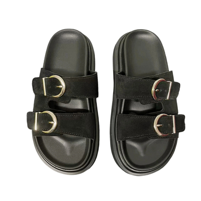 真皮勃肯拖鞋女双扣带厚底凉拖鞋