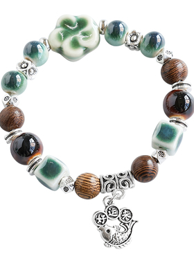 新中式国风复古瓷珠编织手链