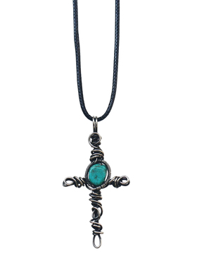 十字架项链男款天然绿松石吊坠