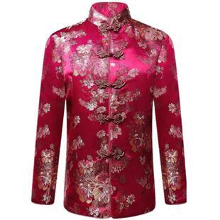 真丝中式唐装棉袄女桑蚕丝棉服缎面上衣红色绸缎女士棉衣女装外套
