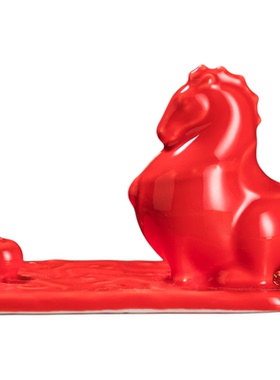 陶瓷唐马红马小摆件办公室桌面手机支架电脑书桌好物工位装饰礼物