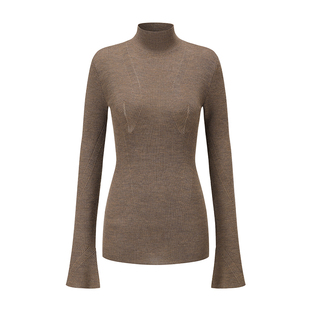 OUDE WAAG 25秋冬新款 简约柔软收腰两穿曲线螺纹羊毛针织上衣