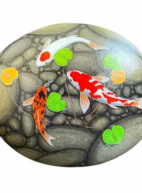 石头摆件现代办公室手绘饰品