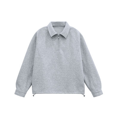 400g重磅灰色翻领长袖卫衣男生2025新款秋季休闲宽松外套POLO衫