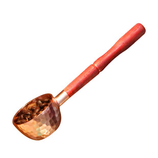 艾咖摩aikamo手工纯铜咖啡量豆勺锤点实木手冲单双份铜勺子10g20g