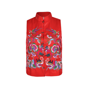 杨丽萍官方原创设计雀云裳民族风龙凤刺绣优雅高级感立领修身马甲