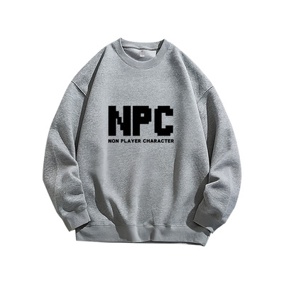 NPC 非玩家趣味搞笑字母长袖美式高街百搭重磅纯棉卫衣服男女同款