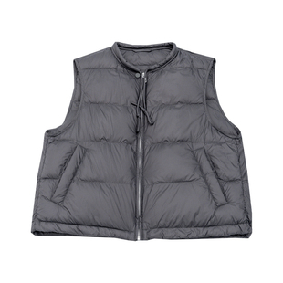 KNgs 秋冬日系学院风白鸭绒无帽圆领短款开衫外搭羽绒马甲背心女