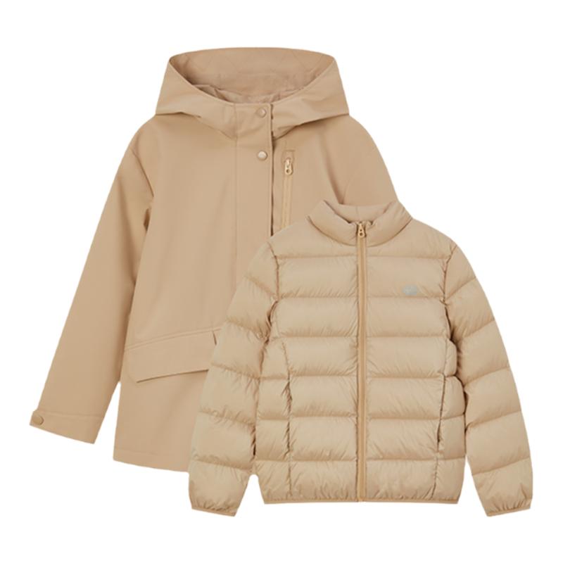 【90%鸭绒】eland kids衣恋童装女童羽绒服秋冬三防男童连帽外套