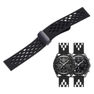 适配欧米茄斯沃琪联名表带swatch omega史努比透气硅胶快拆磁吸扣