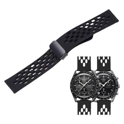 适配欧米茄斯沃琪联名表带swatch omega史努比透气硅胶快拆磁吸扣