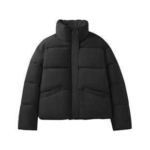 班尼路黑色立领棉服女冬季新款加厚保暖棉袄通勤百搭短款面包服Q