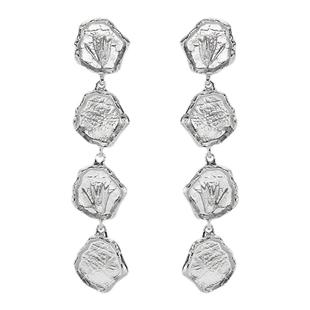 特卖品RoundFace 24SS金属串链轻奢小众设计师耳环银色长款气质