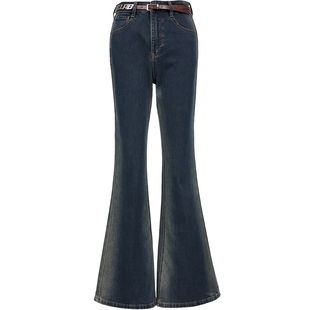 ONLY2025冬季新款时髦辣妹做旧修容洗水显瘦长裤喇叭裤牛仔裤女