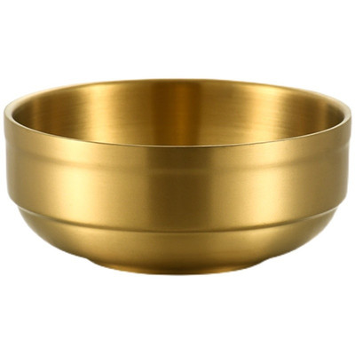韩式碗304不锈钢双层大汤碗金色