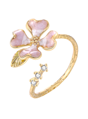 韩国四叶草HummingJ戒指气质森系