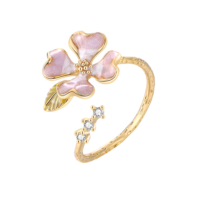 韩国四叶草HummingJ戒指气质森系