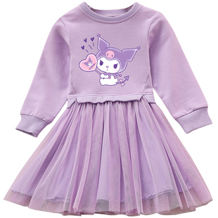 女童2025新款春秋季纯棉连衣裙库洛米卫衣裙子小儿童装加绒公主裙