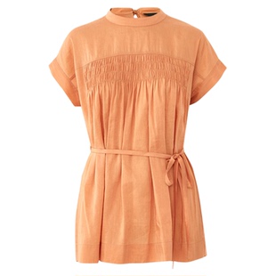 AUM噢姆夏季文艺好搭橘色无袖衬衫上衣女