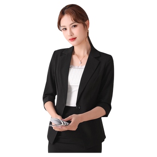 小西装外套女薄款小个子春秋新款韩版七分中袖正装西服套装工作服