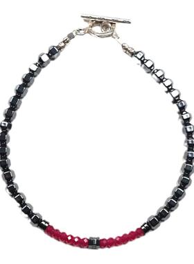 pohier宝喜儿切面珠红宝石手链
