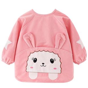 吃饭防水防脏 罩衣女宝宝儿童围裙男婴儿围兜水晶绒反穿护衣秋冬