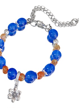 【蓝烟花吟】MIES原创串珠手链女蓝色花朵吊坠小众高级感百搭手串