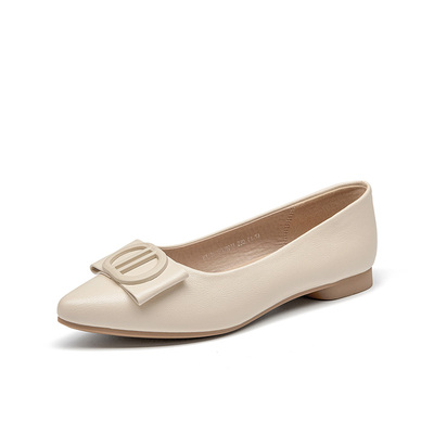 大东通勤鞋女鞋2026春季新款简约方跟低跟套脚尖头搭扣浅口C0801