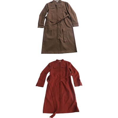 远家腰系带工装风衣连衣裙