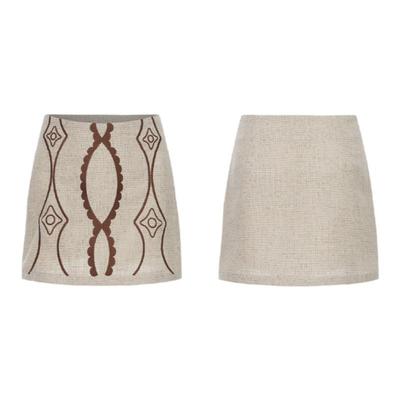 palavas新品度假刺绣A字裙短裙