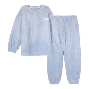 珊瑚绒睡衣女士秋冬长袖套装法兰绒收口束脚蓄热保暖可外穿家居服