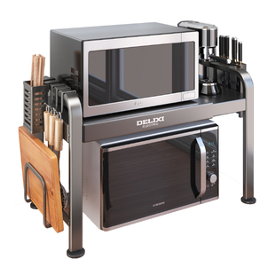 德力西厨房置物架多功能微波炉架家用烤箱架台面电饭锅双层收纳架