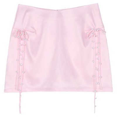 粉色缎面系带半身裙女纯欲风短裙