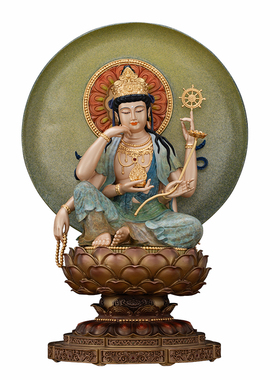 台湾纯铜鎏金如意轮观音佛像家用供奉南海自在观音坐像观世音菩萨