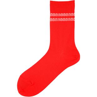 Tabio祥云红袜子女秋冬高弹透气百搭中筒袜ins潮袜马年本命年女袜