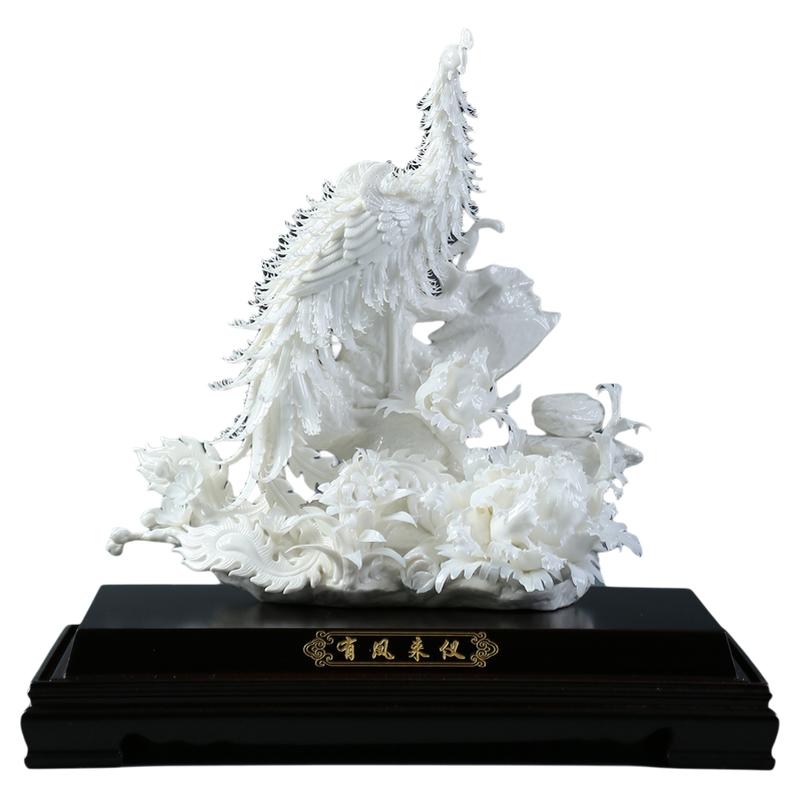 黼山堂有凤来仪白瓷凤凰摆件客厅玄关办公室装饰品乔迁新居礼品