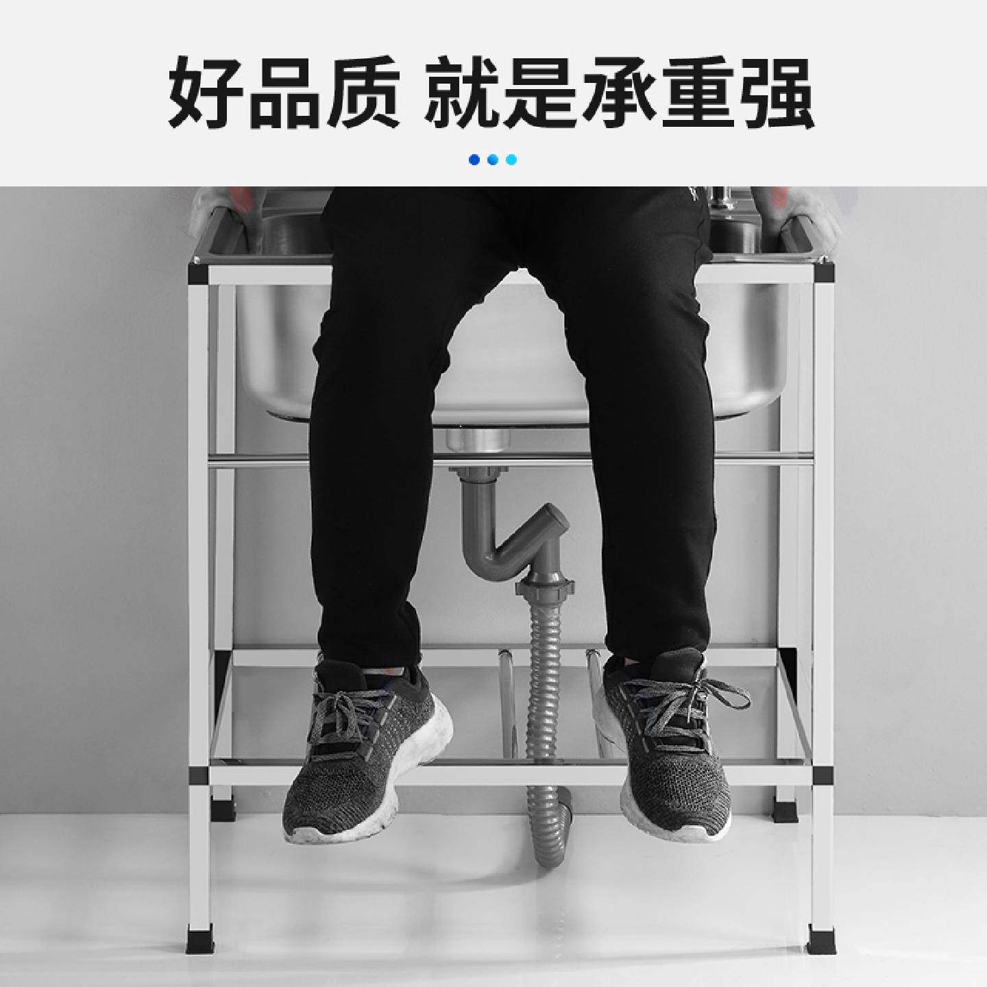 A厨房加厚简易不锈钢水槽单槽双槽支架水盆洗菜盆洗碗池架子家用