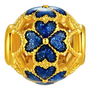 金至尊路路通黄金串珠花丝金珠 足金转运珠手链情人节礼物送女友