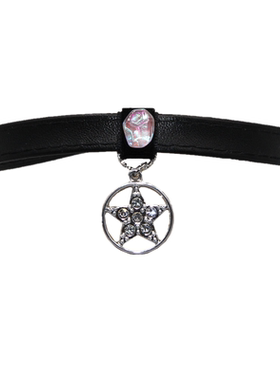 RC神秘魔法星 原创设计 暗黑宝石黑色皮质choker锁骨脖子细颈链带