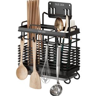 筷子收纳盒筷子筒壁挂式桶笼篓不锈钢厨房家用高档新款快勺子架托