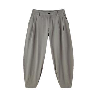 流石男装阔腿全棉休闲九分裤2026年新款春秋季男士宽松弯刀长裤子